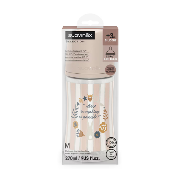 SUAVINEX BIBERÓN SX PRO POLIAMIDA WONDERLAND SILICONA T.M +3M (270ml) 