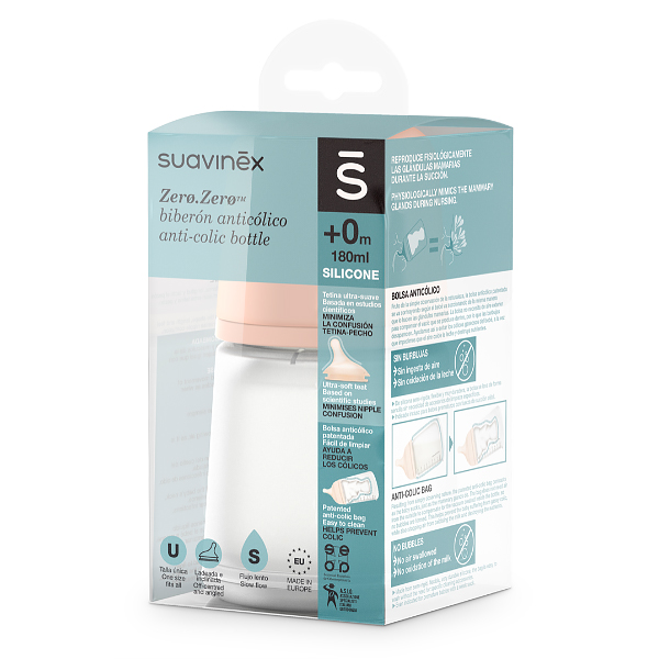 SUAVINEX BIBERON ZERØ.ZERØ ANTI-COLICO FLUJO LENTO +0M (180ML)