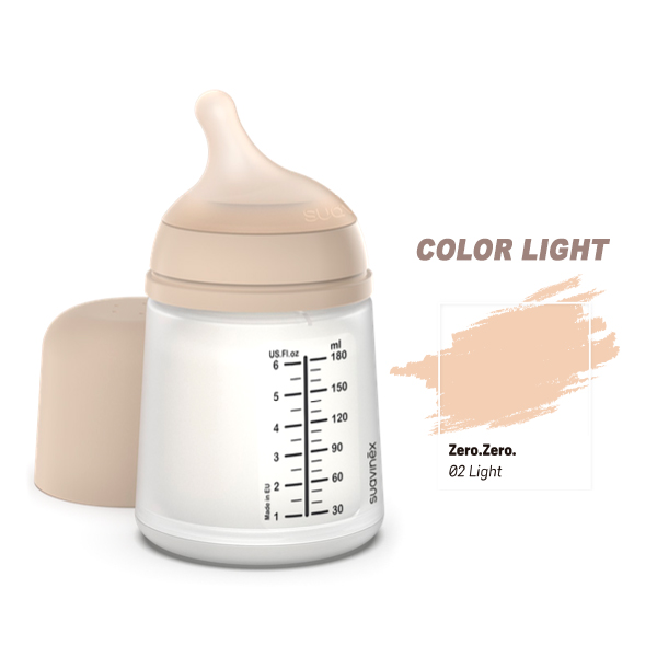 SUAVINEX BIBERÓN ZERO.ZERO FLUJO LENTO +0M COLOR LIGHT (180ML)