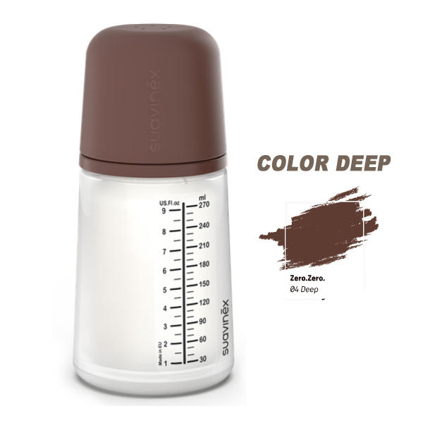 SUAVINEX BIBERÓN ZERO.ZERO FLUJO M +3M COLOR DEEP (270ML)