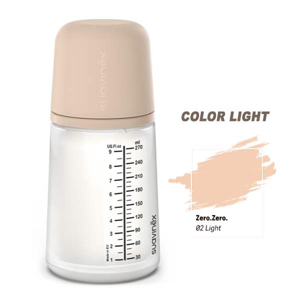 SUAVINEX BIBERÓN ZERO.ZERO FLUJO M +3M COLOR LIGHT (270ML)