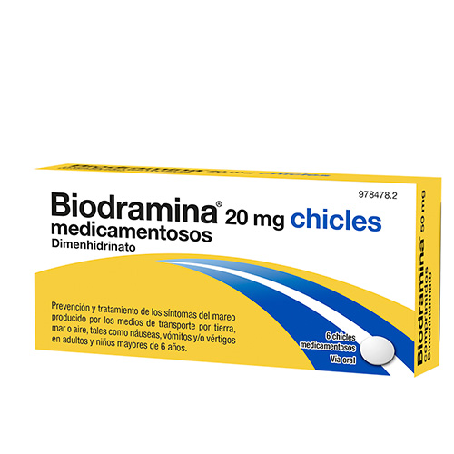 URIACH BIODRAMINA 20mg  Chicles Medicamentosos