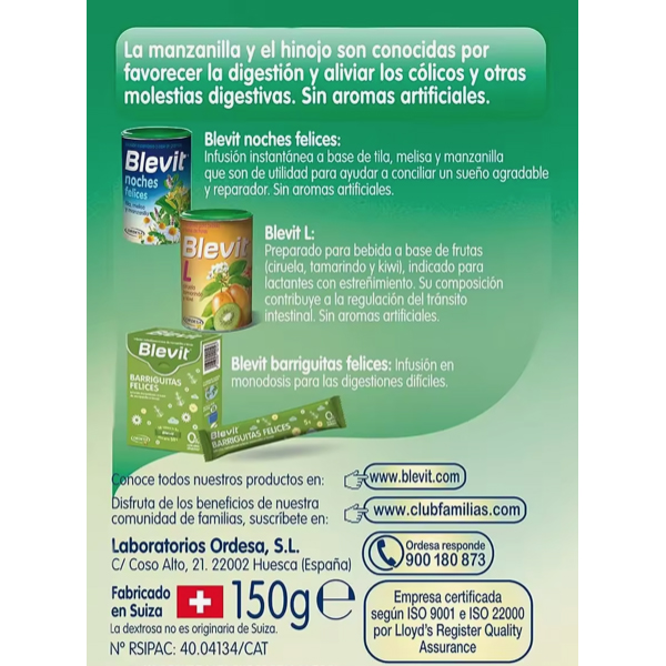 ORDESA BLEVIT BARRIGUITAS FELICES (150g)