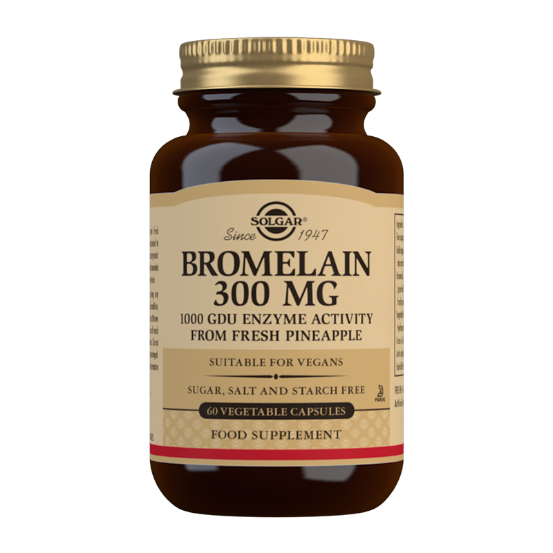 SOLGAR Bromelina 300 mg (60 cápsulas vegetales)