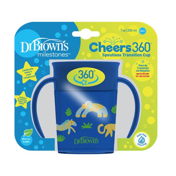 DR. BROWN´S CHEERS VASO 360º SIN BOQUILLA CON ASAS AZUL (200ML)