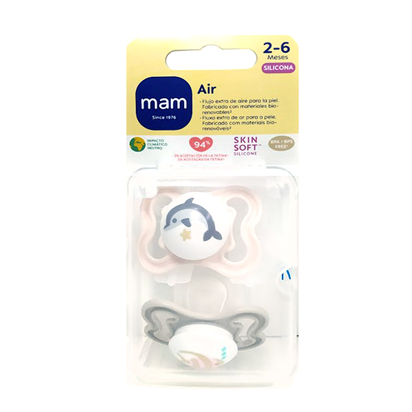 MAM BABY CHUPETE AIR SILICONA 2-6M NEUTRO (2UDS)