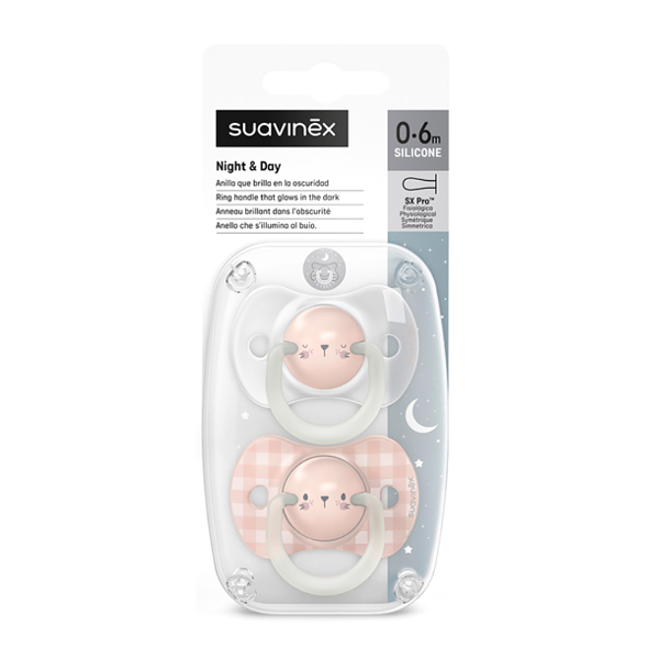 SUAVINEX CHUPETE NIGHT&DAY SILICONA 0-6M (2 UNIDADES)