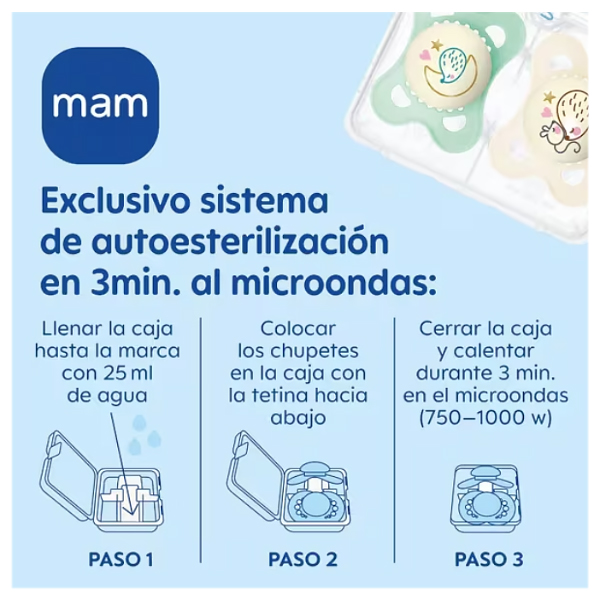 MAM BABY CHUPETE ORIGINAL NIGHT PURE SILICONA +6M NEUTRO (2 UNIDADES)