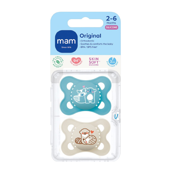 MAM BABY CHUPETE ORIGINAL SILICONA MATT SKIN SOFT  2-6M (2 UDS)