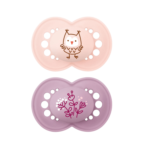 MAM BABY CHUPETE ORIGINAL SILICONA COLOURS OF NATURE +6M BUHO-FLORES (2 UDS)