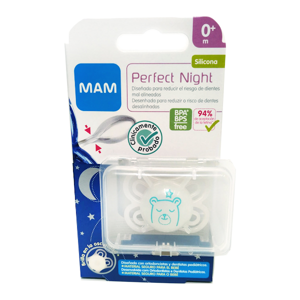 MAM BABY CHUPETE PERFECT NIGHT TETINA SILICONA 0-6M (1 UNIDAD)