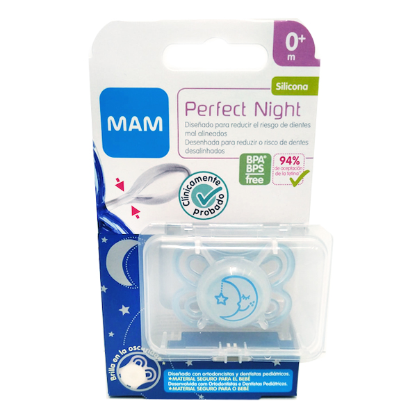 MAM BABY CHUPETE PERFECT NIGHT TETINA SILICONA 0-6M (1 UNIDAD)