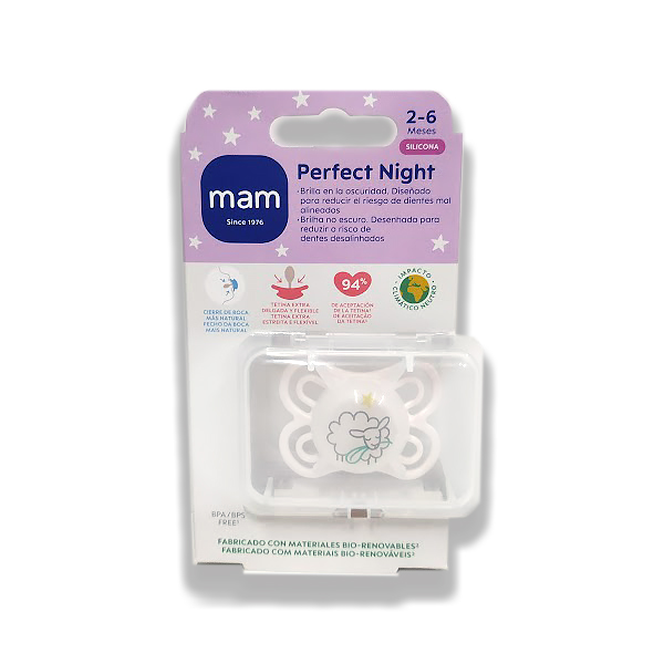 MAM BABY CHUPETE PERFECT NIGHT SILICONA 2-6M COLOR NEUTRO (1 UNIDAD)