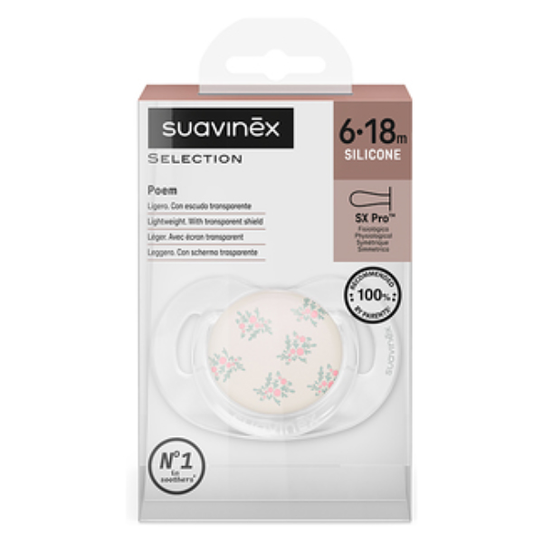 SUAVINEX CHUPETE POEM POETRY CON TETINA DE SILICONA 6-18M (1 UNIDAD)