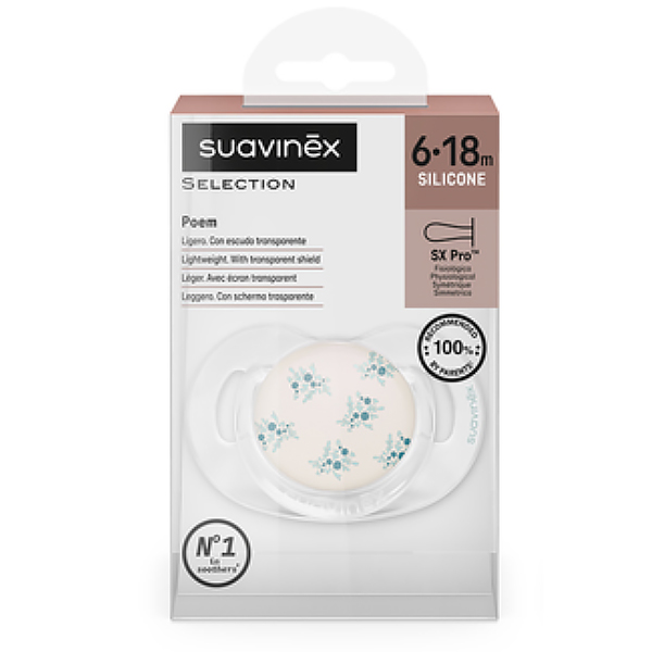 SUAVINEX CHUPETE POEM POETRY CON TETINA DE SILICONA 6-18M (1 UNIDAD)