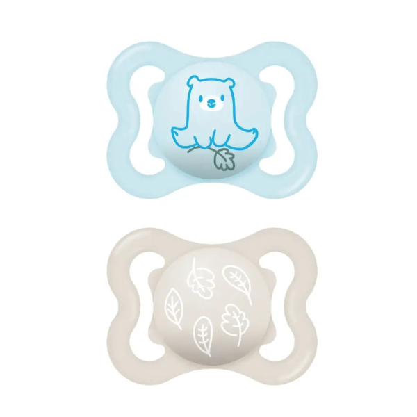 MAM BABY CHUPETE SUPREME CON TETINA DE SILICONA 2-6M AZUL (2 UNIDADES)