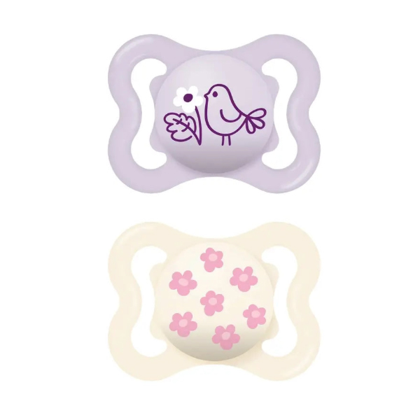MAM BABY CHUPETE SUPREME CON TETINA DE SILICONA 2-6M COLOR ROSA BRILLANTE (2 UNIDADES)
