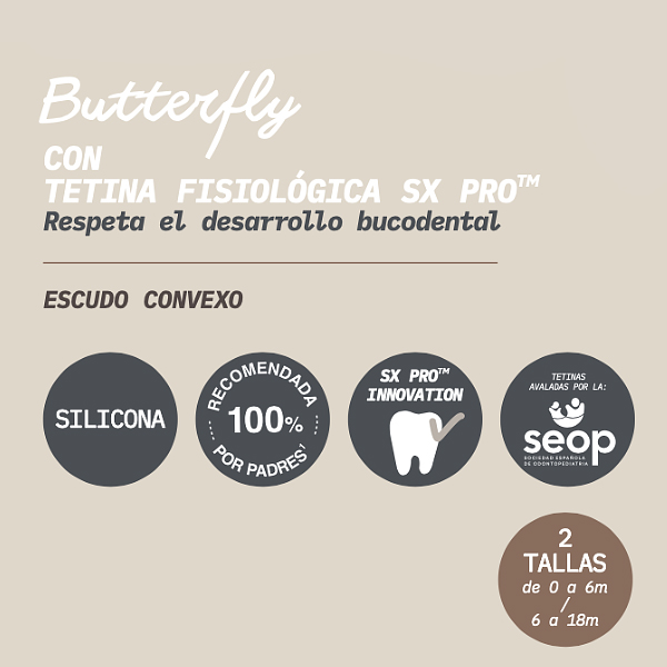SUAVINEX CHUPETE WONDERLAND BUTTERFLY SX PRO SILICONA 0-6M (1 UNIDAD)