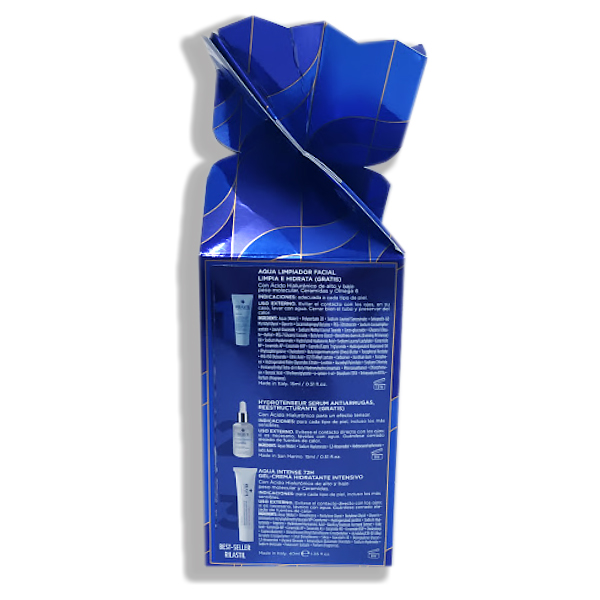 RILASTIL COFRE AQUA INTENSE 72H HIDRATANTE INTENSIVO (40ML) +AQUA LIMPIADOR FACIAL (15ML)+ HYDROTENSEUR SERUM (15ML) REGALO! CARAMELO AZUL