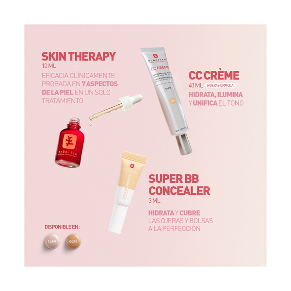 ERBORIAN COFRE CC CREME CLAIR (40ML) + BB CORRECTOR NUDE (3ML) + SKIN THERAPY ACEITE (10ML)