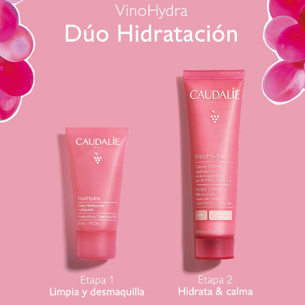 CAUDALIE COFRE DUO VINOHYDRA CREMA SORBETE HIDRATANTE (60ML) + VINOHYDRA GEL LIMPIADOR (15ML)