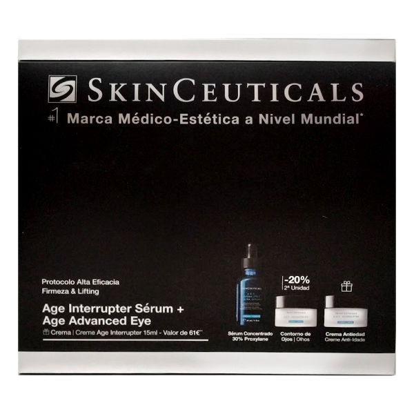 SKINCEUTICALS COFRE FIRMEZA Y LIFTING SERUM A.G.E INTERRRUPTER (30ml) + AGE INTERRUPTER CREMA (15ml) + AGE ADV. EYES (15ml) REGALO!