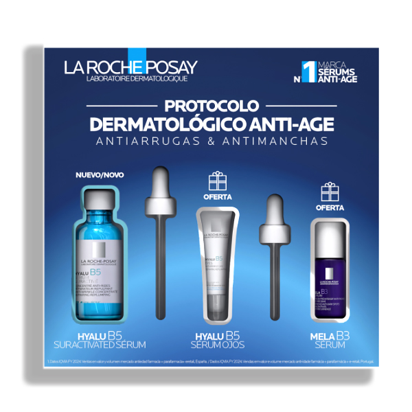 LA ROCHE POSAY COFRE PROTOCOLO ANTIARRUGAS Y ANTIMANCHAS HYALU B5 SURACTIVE SERUM (30ML) + HYALU B5 OJOS SERUM (5ML) + MELA B3 SERUM (10ML)