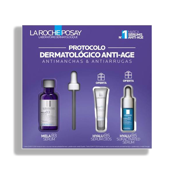 LA ROCHE POSAY COFRE PROTOCOLO ANTIMANCHAS MELA B3 SÉRUM (30ML) + SERUM HYALU B5OJOS (5ML) + SERUM HYALU B5 (10ML)