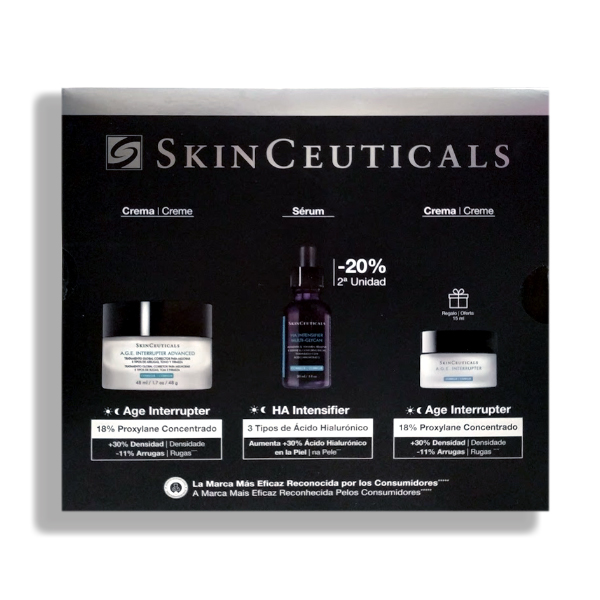 SKINCEUTICALS COFRE PROTOCOLO RELLENO Y VOLUMEN AGE INTERRUPTER CREMA (48ML) + H.A. INTENSIFIER MULTI-GLYCAN (30ML) + AGE INTERRUPTER (15ML) REGALO!