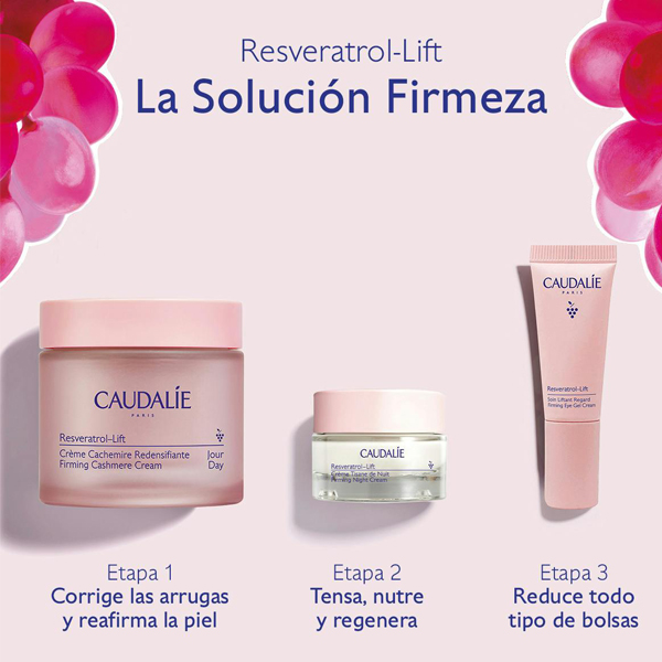 CAUDALIE COFRE SOLUCIÓN FIRMEZA RESVERASTROL-LIFT CREMA DE DIA (50ML)+CREMA TISANA NOCHE (15ML )+ CONTORNO OJOS LIFTING (5ML) DE REGALO!