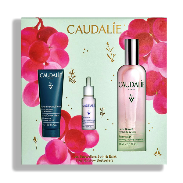 CAUDALIE COFRE TRIO BEST-SELLERS LUMNOSIDAD AGUA DE BELLEZA (100ML) + SERUM VINOPERFECT (10ML) + MASQUE DETOX (15ML) REGALO!
