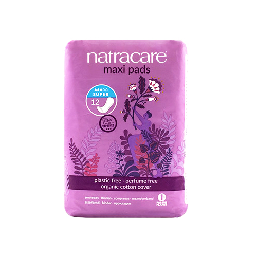 NATRACARE COMPRESA SUPER MAXI PADS sin ALAS (12 COMPRESAS)