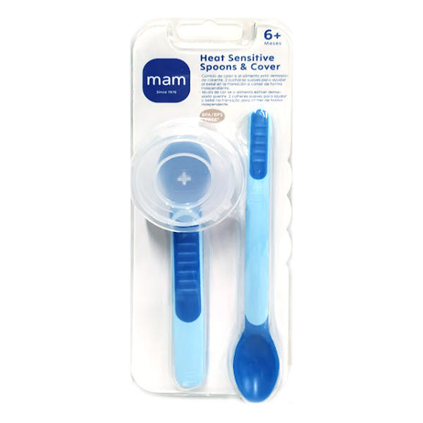 MAM BABY CUCHARA SENSITIVE SPOON & COVER +6M CAMBIO COLOR CON TEMPERATURA (COLOR AZUL)