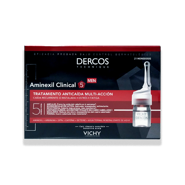 VICHY DERCOS TECHNIQUE AMINEXIL CLINICAL 5 HOMBRE  (21 AMPOLLAS x 6ML)   
