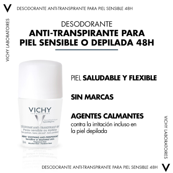 VICHY DESODORANTE ANTI-TRANSPIRANTE ROLL-ON PIEL SENSIBLE 48H (50ML)