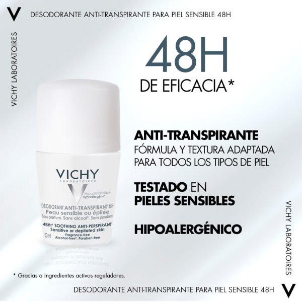 VICHY DESODORANTE ANTI-TRANSPIRANTE ROLL-ON PIEL SENSIBLE 48H (50ML)