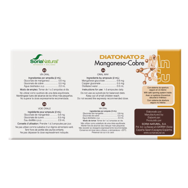 SORIA NATURAL DIATONATO 2 MANGANESIO-COBRE (28 AMPOLLAS X 2ML)
