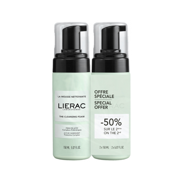 LIERAC ESPUMA LIMPIADORA DUPLO (2 x 150ML)