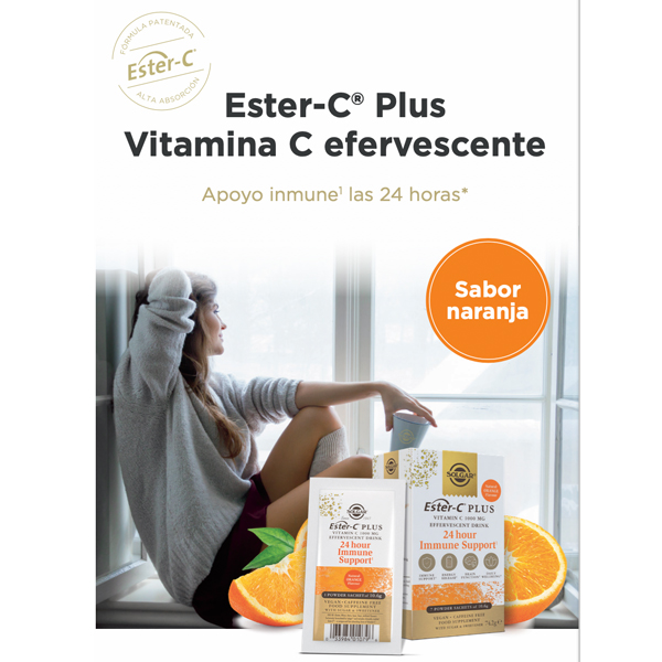 SOLGAR ESTER C PLUS VIT.C 1000MG SABOR NARANJA (7 SOBRES EFERVESCENTES)			