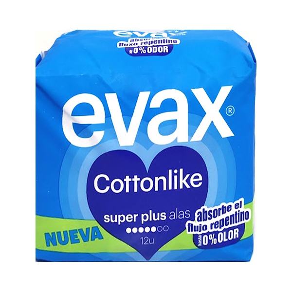 P&G (Health Care) EVAX COTTONLIKE COMPRESAS ALAS SUPER-PLUS (12 UNIDADES)  