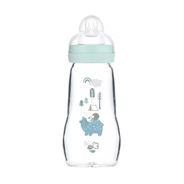 MAM BABY FEEL GOOD BIBERÓN CRISTAL TETINA PLANA +2M OSO (260ML)