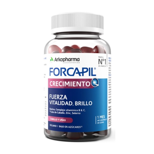 ARKOPHARMA FORCAPIL CRECIMIENTO FUERZA, VITALIDAD Y BRILLO (60 GOMINOLAS VEGANAS)