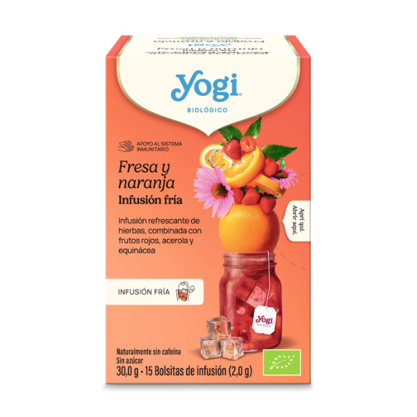 YOGI TEA FRIO FRESA Y NARANJA (15 BOLSITAS)