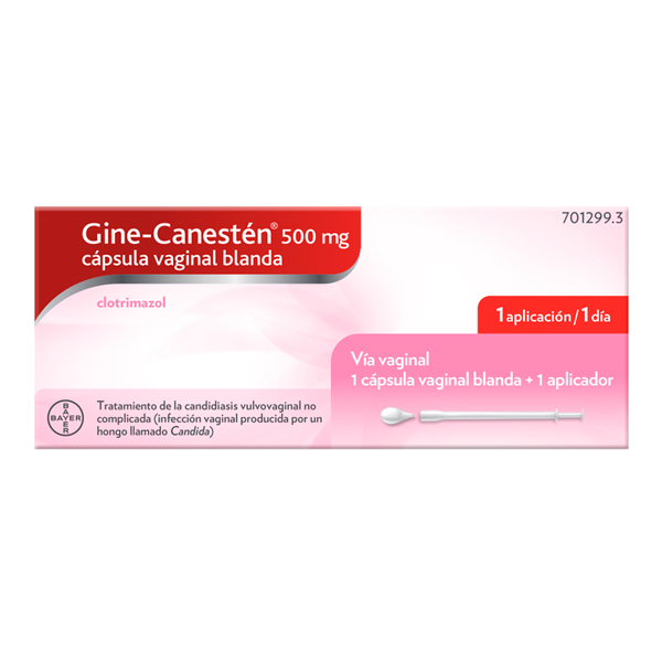 BAYER - MEDICAMENTOS Gine-Canestén® 500mg (1caps. vaginal blanda + 1 Aplicador)