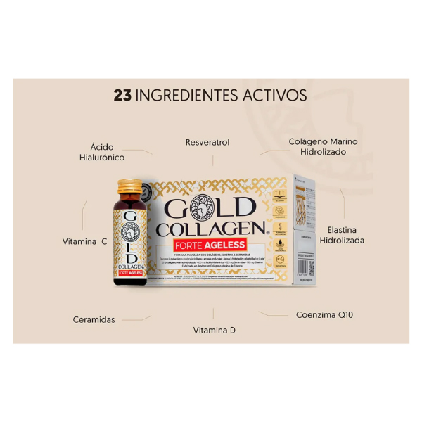 ECAREYOU  GOLD COLLAGEN FORTE AGELESS BEBIBLES (10 FRASCOS VIDRIO X 50ML)
