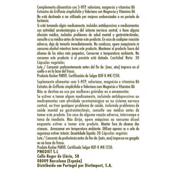 SOLGAR GRIFONIA 5-HTP COMPLEX (30 CÁP.VEGETALES)