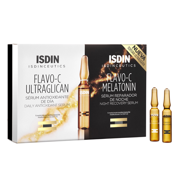 ISDIN ISDINCEUTICS DIA Y NOCHE FLAVO-C MELATONIN & ULTRAGLICAN (10 + 10 Ampollas)		