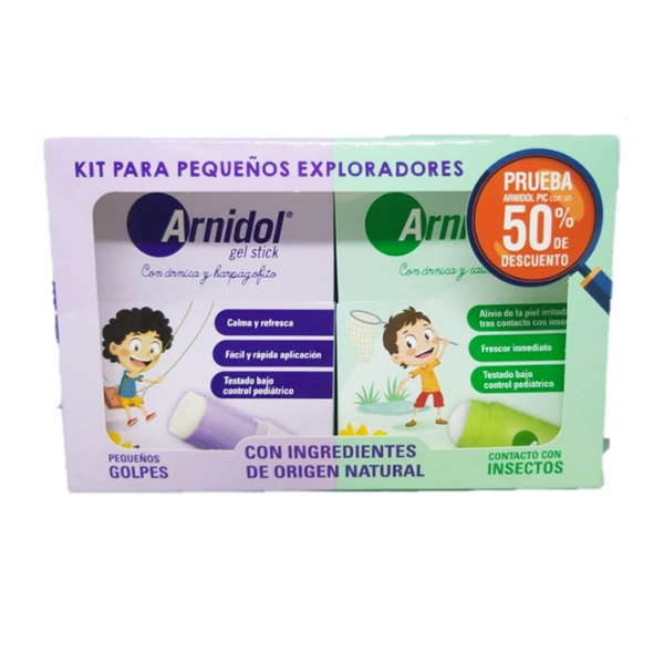 ARNIDOL KIT PEQUEÑOS EXPLORADORES GEL STICK GOLPES+ PIC ROLL ON PICADURAS
