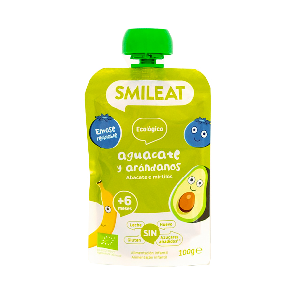 SMILEAT POUCH AGUACATE Y ARANDANOS +9M (100G)