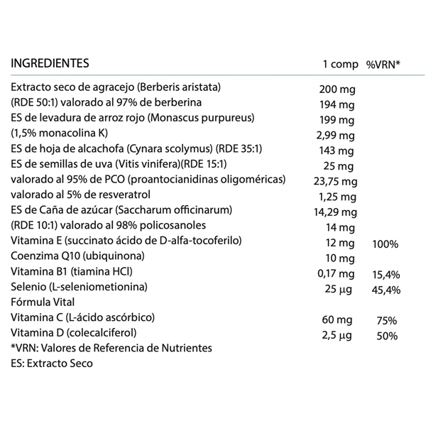 VITALART LEVADURA DE ARROZ ROJO + COENZIMA Q10 (60comp) NUEVA FÓRMULA!